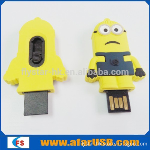 New design push pull minions 64gb usb 2.0 flash drive,small yellow people usb flash drive 2gb 4gb 8gb